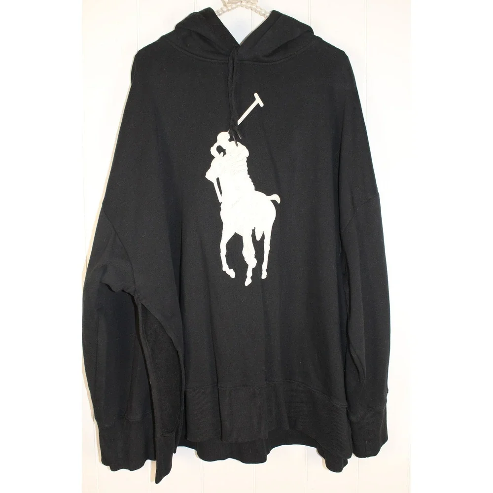 Polo Ralph Lauren Big Pony Black Hoodie Poncho Sweatshirt SZ M/L